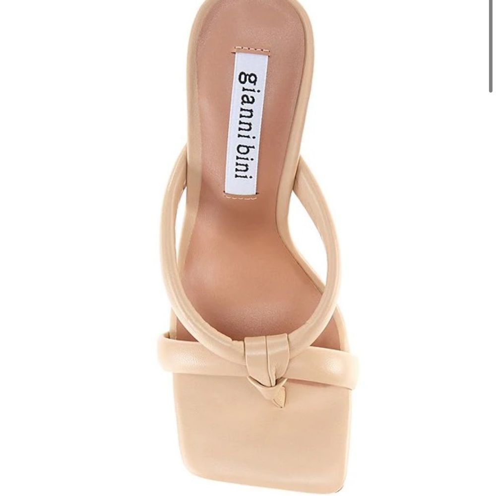 GIANNI BINI - leather tubular thong heeled sandal mules